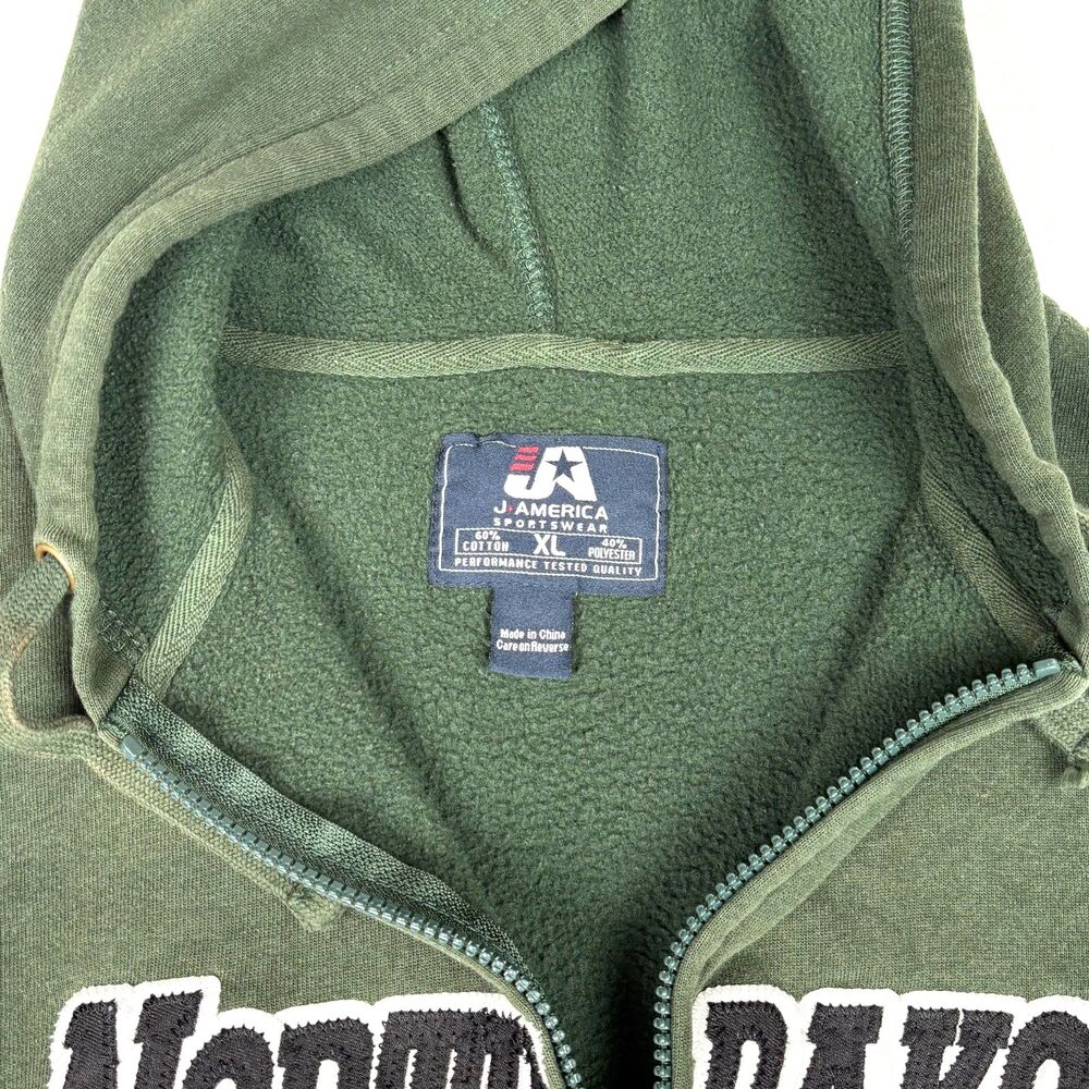 North Dakota J America Green Long Sleeve‎ Full Zip Sweatshirt Hoodie XL - Picture 4 of 6